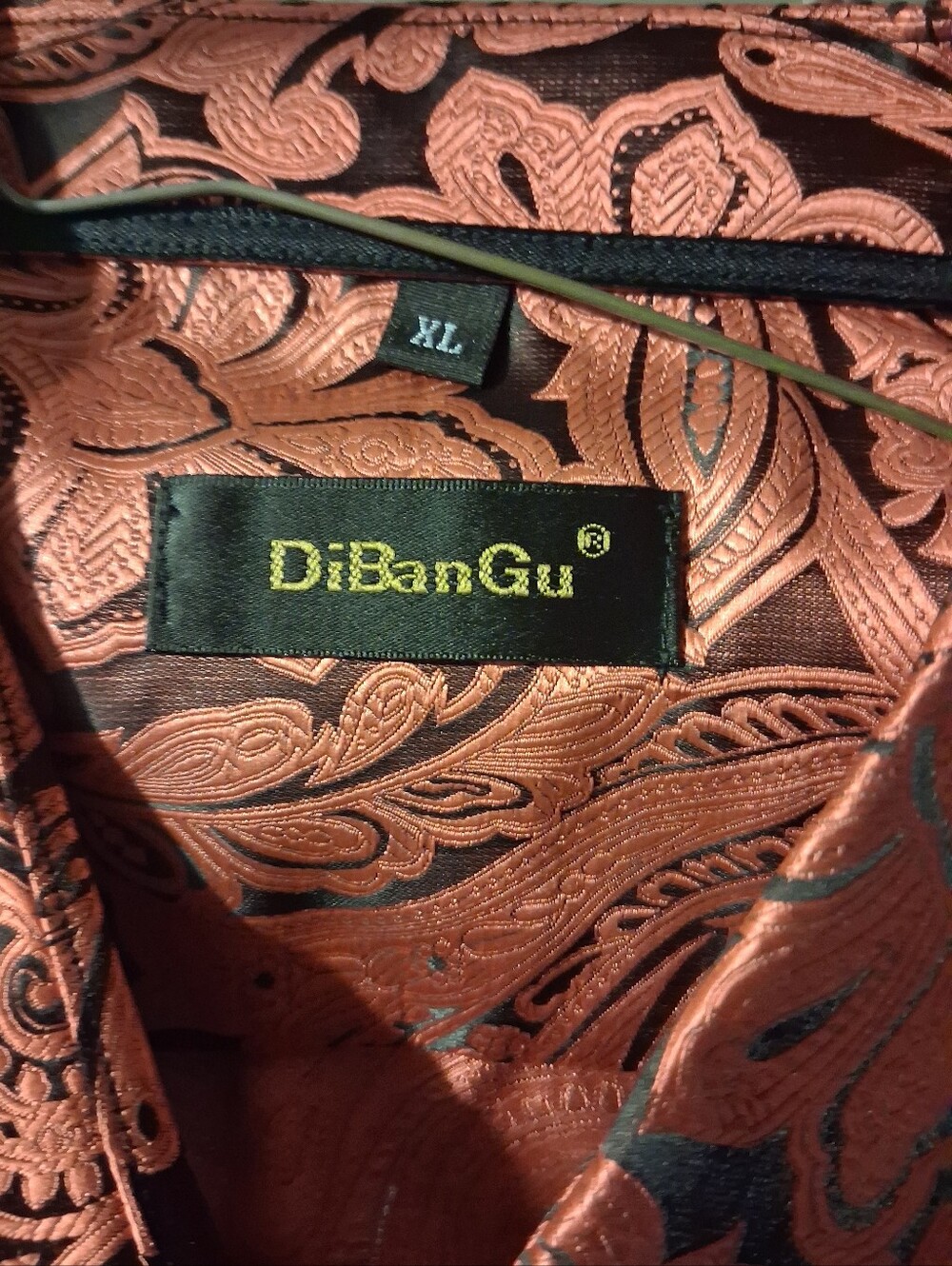 Mens Orange And Black Silk Shirt Xl New